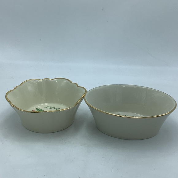 Two Lenox Small Candy/Nut  Dishes with Sentiment Believe and Love - Picture 5 of 9